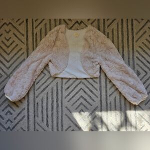 Anthropologie Maeve Cream Faux-Fur Shrug